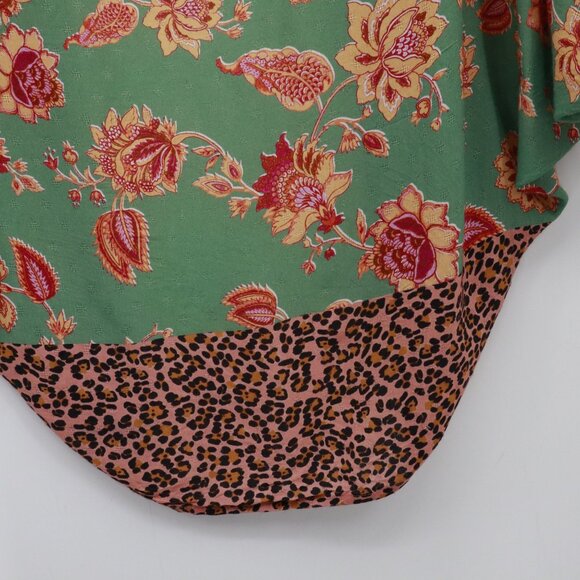 Kachel X Anthropologie Leopard Floral Kimono Womens OS Green Boho Eclectic Gypsy - Picture 11 of 16